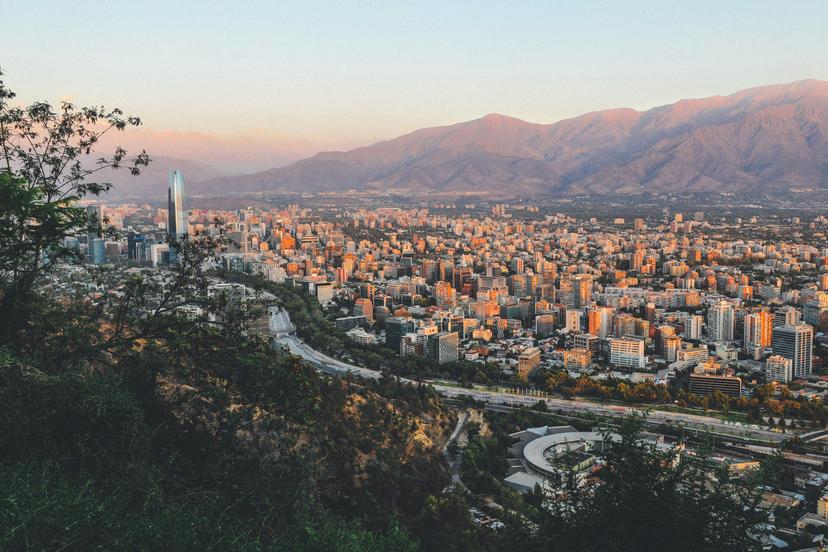 Aerial Photography of Santiago, Chile, Near Mountain