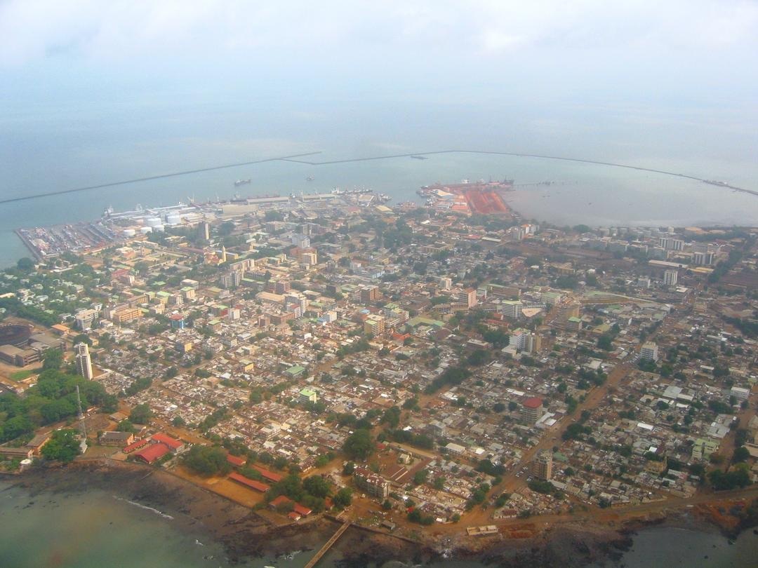 City of Conakry in Guinea, from aerial view.