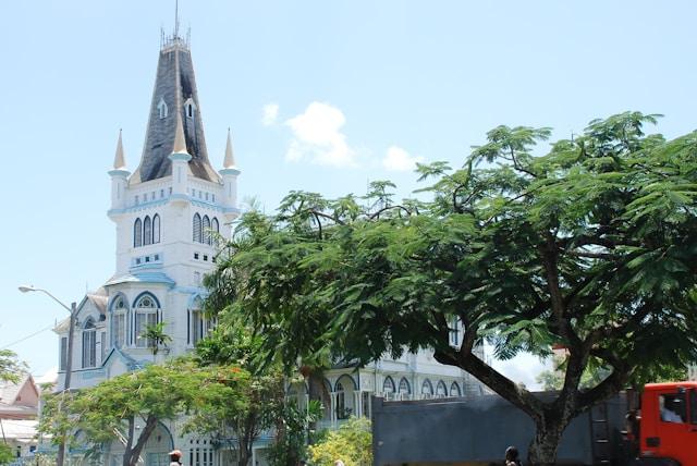 Tall wooden building in Georgetown, Guyana