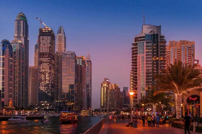 Dubai City Buildings during Sunset